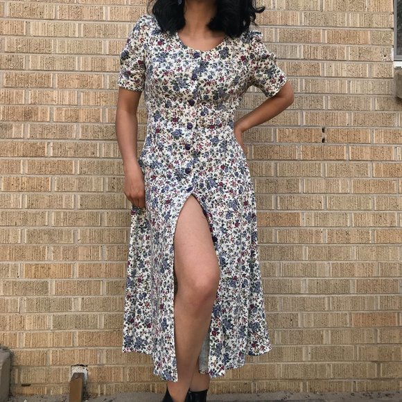 Vintage 80s market dress petite floral romantic M